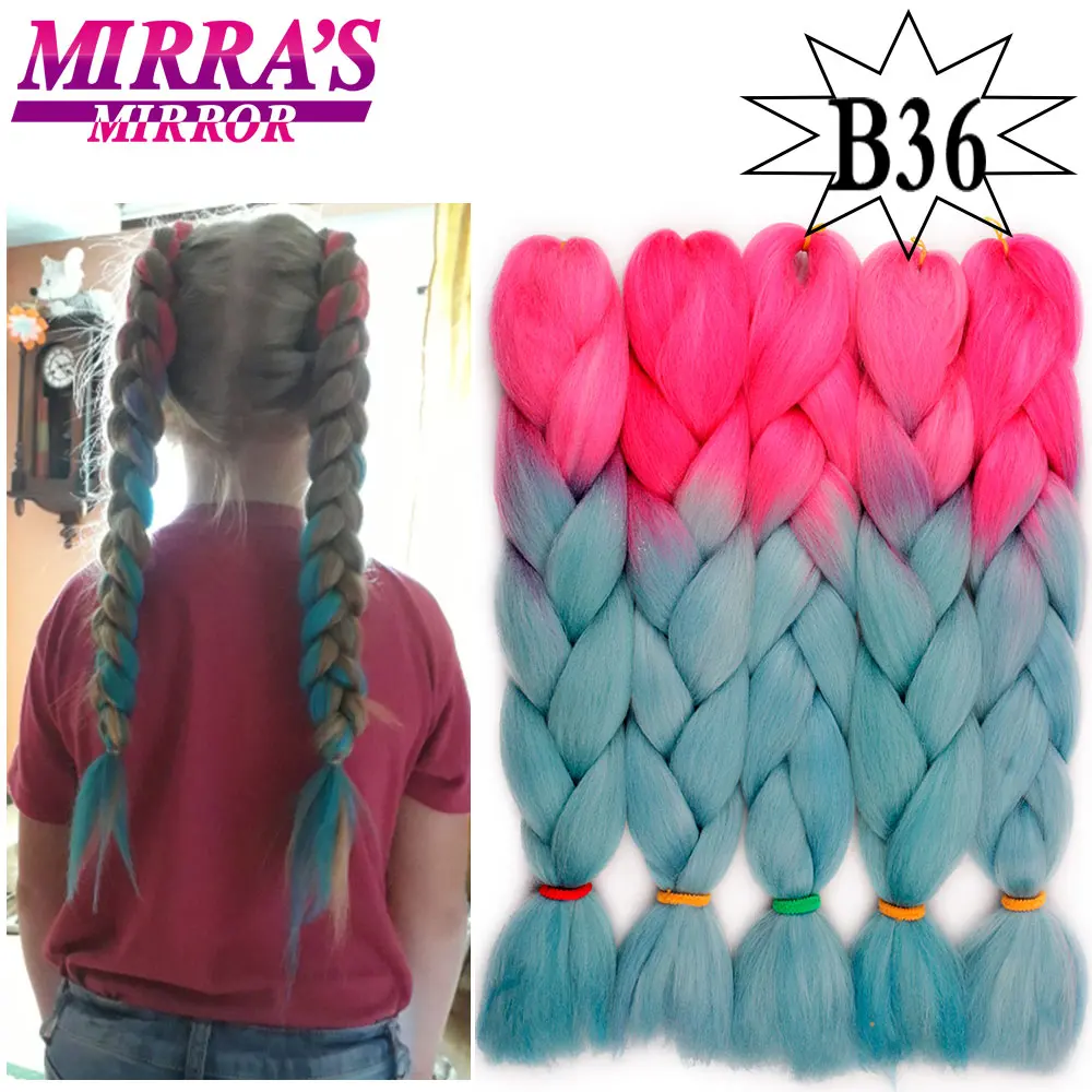 Mirra’s Mirror 5pcs Jumbo Braid Hair Crochet Braids Synthetic Hair Ombre Braiding Hair Extensions Three Tone 24inches