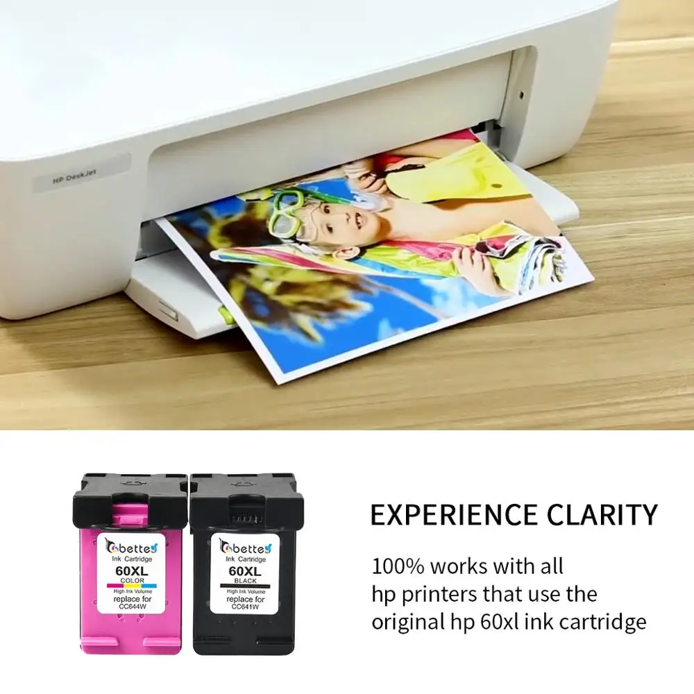 1PK BETTE картридж для HP HP60 HP60XL 60XL CC641W Deskjet D1000/1050/2000/2050/2510/3000/3050/|Чернильные картриджи| |