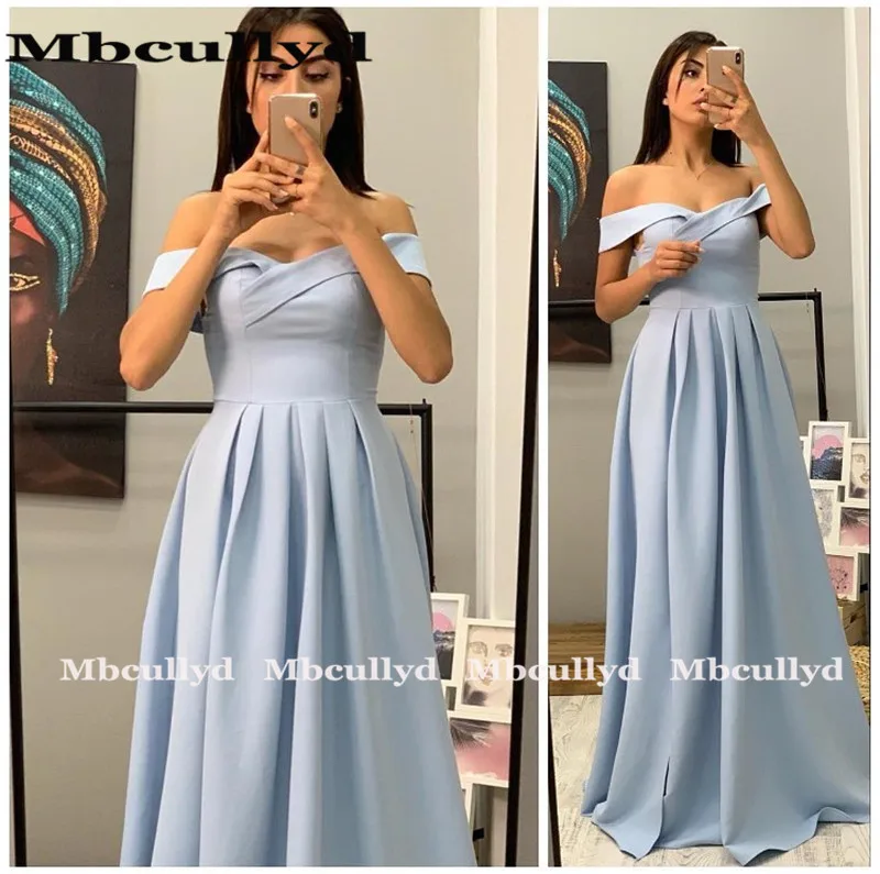 Light Blue Mbcullyd бордовые атласные платья свидетельницы длинные сексуальные Боковые Сплит Формальные платья для свадебной вечеринки Дешевые vestidos de madrinha - Цвет: Light Blue