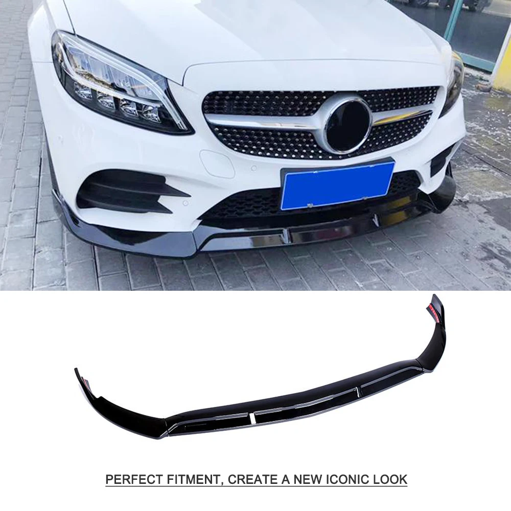 Для Mercedes Benz C Class W206 C200 C300 Sport 2019 ABS глянцевый черный Передний бампер спойлер для