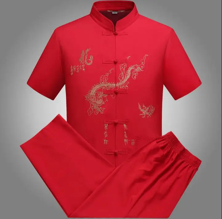 

Male china style casual t-shirt mens tang suit long trousers elderly short-sleeve t shirt men's clothing clothes summer thin