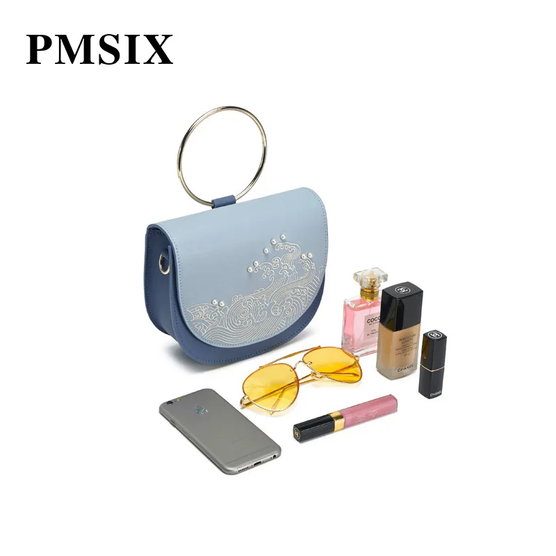 PMSIX винтажные женские сумки с металлическими ручками клатч вышивкой цветы