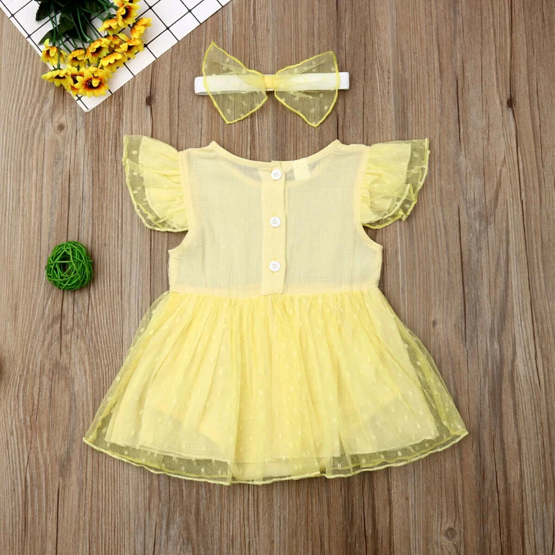 Боди из тюля для новорожденных девочек комплект 2 предметов: платье + повязка на