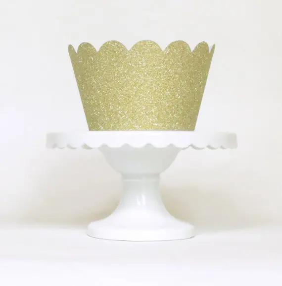 

Gold Glitter Cupcake Wrappers wedding cake holders christmas new year Birthday, bridal baby Shower tea party decoration favors