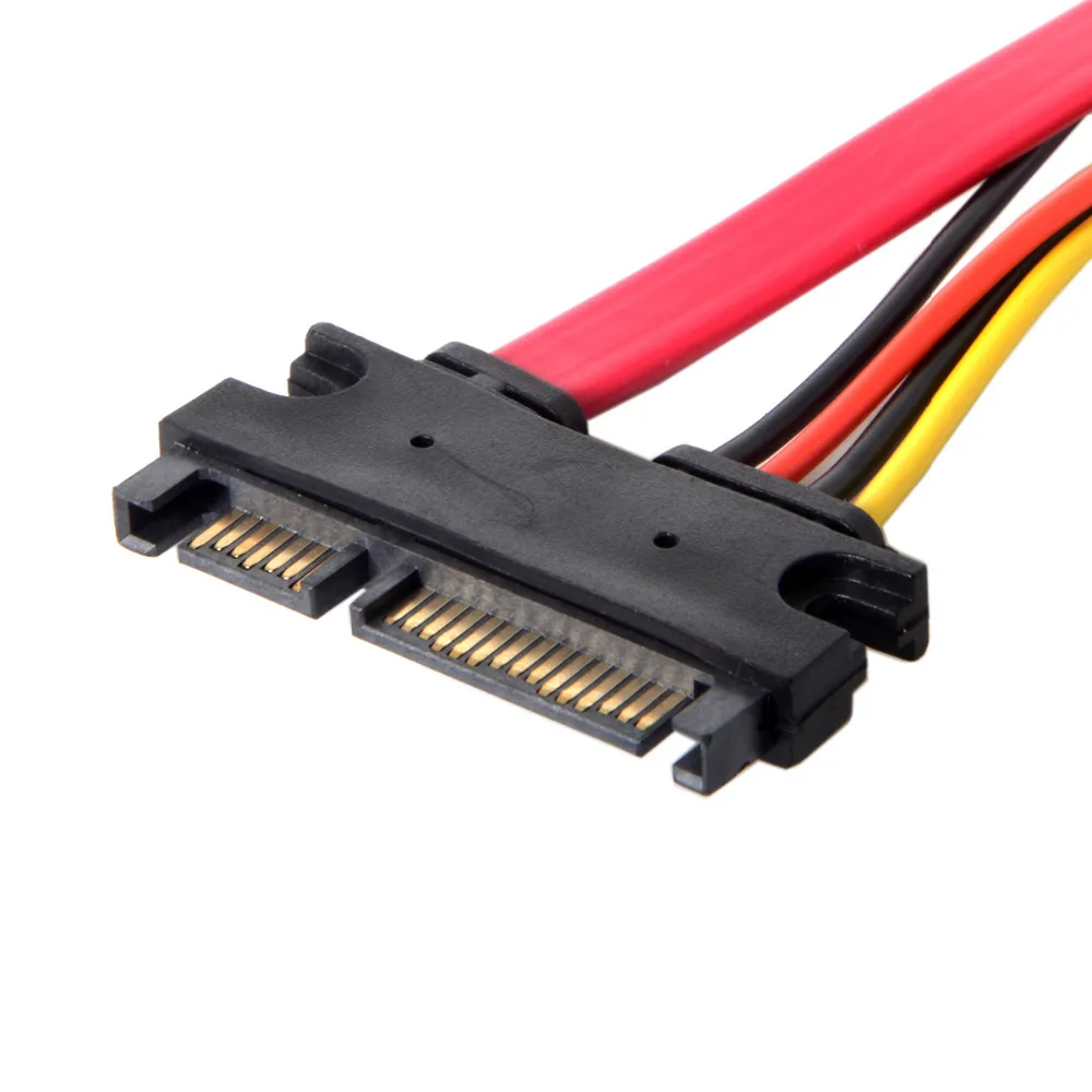 Кабель удлинитель для передачи данных CY SATA III 3 0 7 + 15 22 Pin папа мама 30 см красный