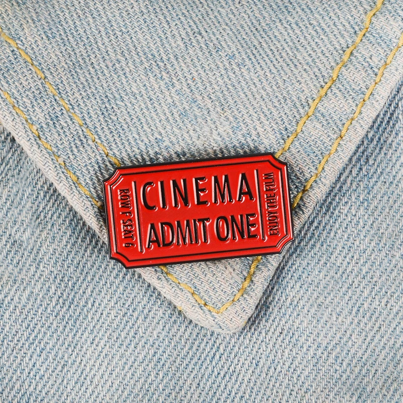 GDHY Brooch Cinema Admit One Red Movie Ticket Enamel Pins Film Custom Pastel Brooches Denim Shirt Lapel Pin Punk Jewelry | Украшения и