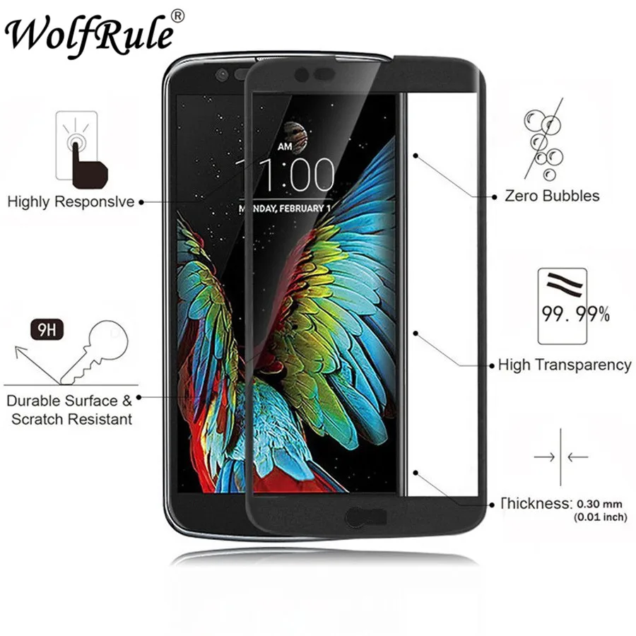 Защитное стекло 9H 2.5D для LG K10 закаленное с полным покрытием 2016 K420N K430 K430DS пленка |