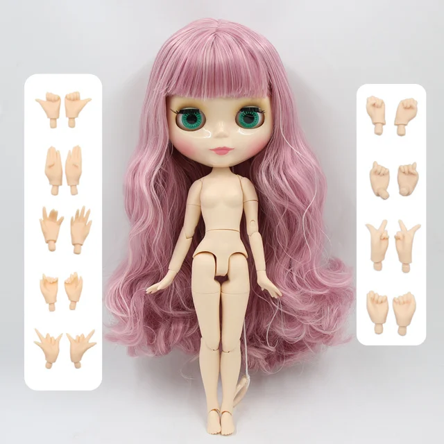 factory 1/6 blyth doll toy bjd joint body mix pink Hair white skin joint body gift 1/6 30cm 280BL1063/2352, naked doll - Цвет: shiny face