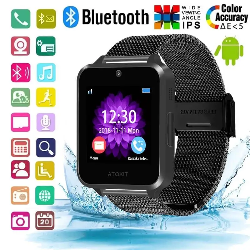 Bluetooth Смарт-часы для мужчин подключаемые sim-карты водонепроницаемые долгое время
