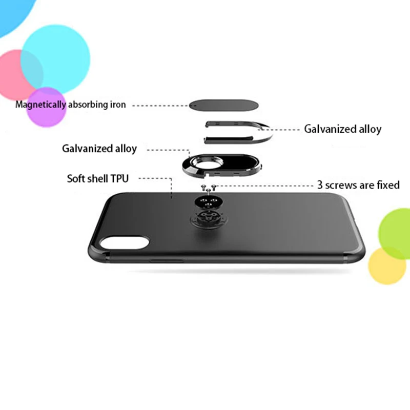Phone Case For iPhone X 6 6S 7 8 Plus Creativity ring bracket car magnetic adsorption back cover Frosted silicone soft shell |