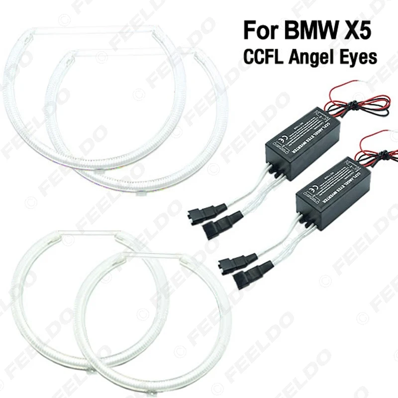 

FEELDO 2X165mm 2X127.5mm Red Car CCFL Halo Rings Angel Eyes LED Headlights For BMW X5(E53) Light Kits #FD-3899