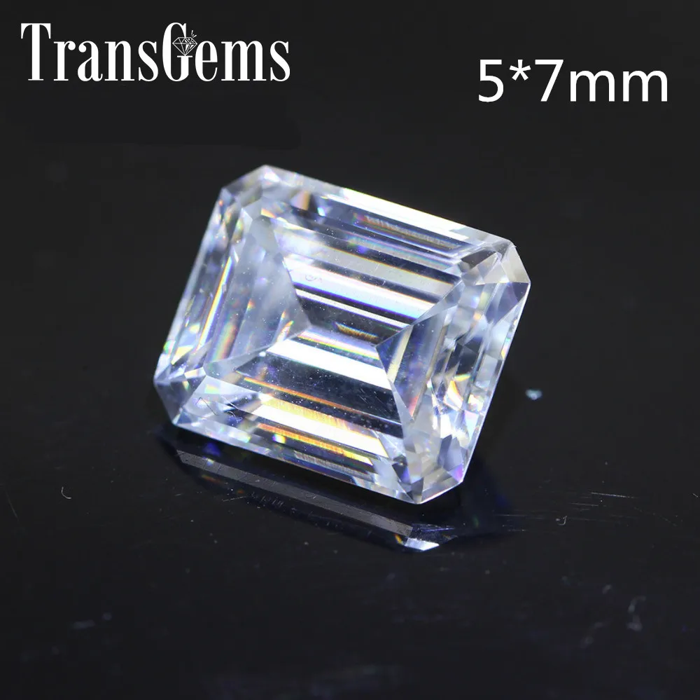 TransGems 1 2 карат 5 мм * 7 F цвет изумрудная огранка муассанит бриллиант свободный
