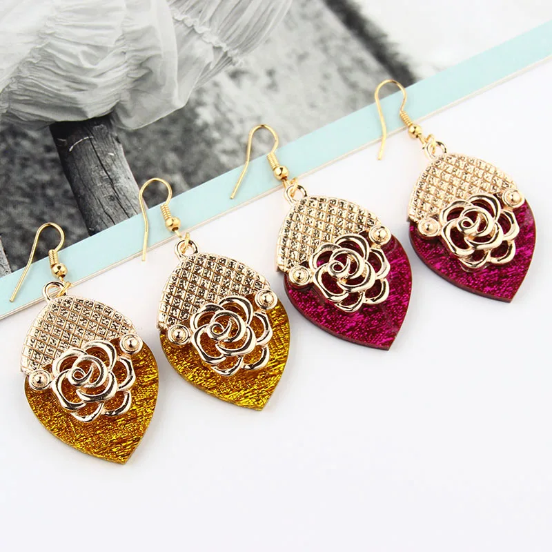 2018 Design Geometric Big Round Circle Acetate Acid Metal Rose Splicing Drop Earring Oval Acrylic Earrings For Women Girl | Украшения и