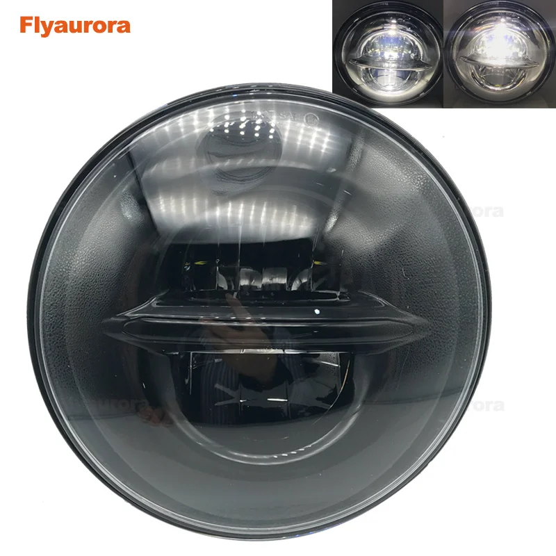black " 50 Вт круглые светодиодные фары мотоцикла дальнего ближнего света Flyaurora для Yamaha YBR125 YBR 125 02-13 для Honda Для kawasaki w800 - Цвет: black