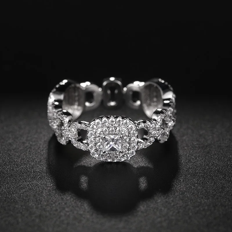 Женское кольцо с геометрическим цирконием MECHOSEN Ювелирный Комплект золотого