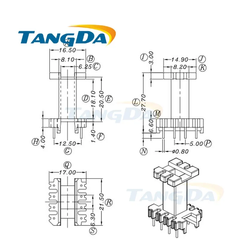 Магнитный сердечник Tangda EEL EEL22 4 + pin 8P каркасный ферритовый силовой трансформатор