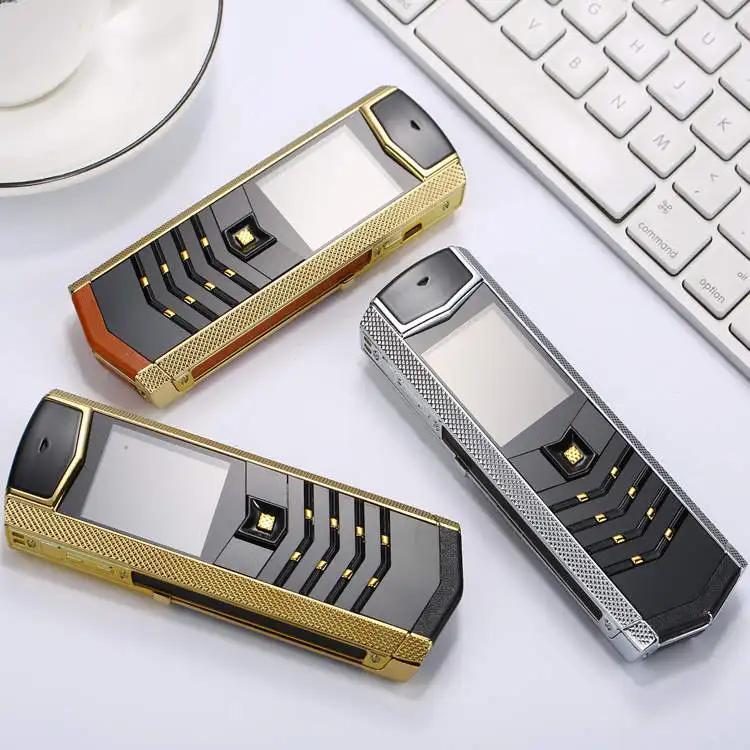 Поддержка Русский Арабский KeyboardLuxury металл + кожаный корпус Gsm Dual Sim Сотовые