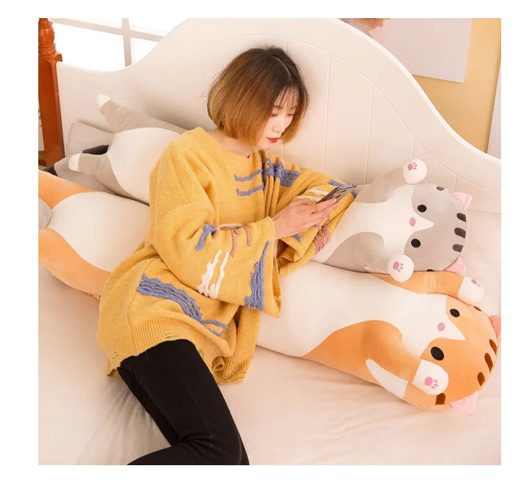 Креативная Горячая Kawaii длинная кошка кукла мягкие животные ленивый Спящая Подушка игрушки для детей милые плюшевые игрушки подарок на день Святого Валентина