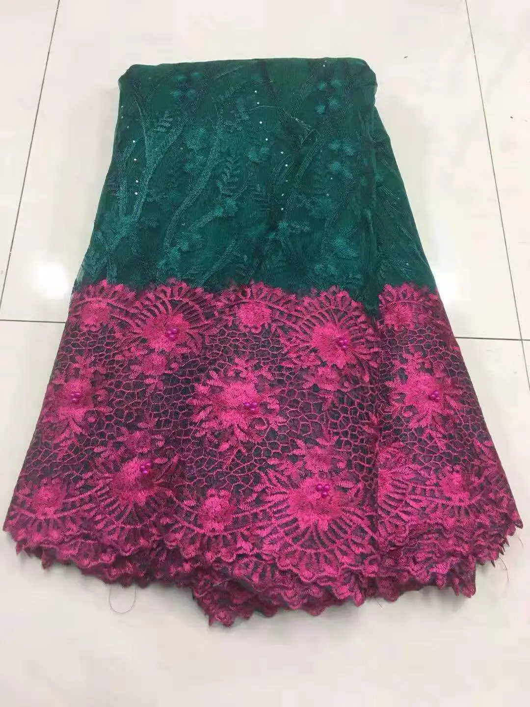 2019 Latest French Nigerian Lace Fabric High Quality Tulle African Wedding Beads switzerland LaceK-HX14 | Дом и сад