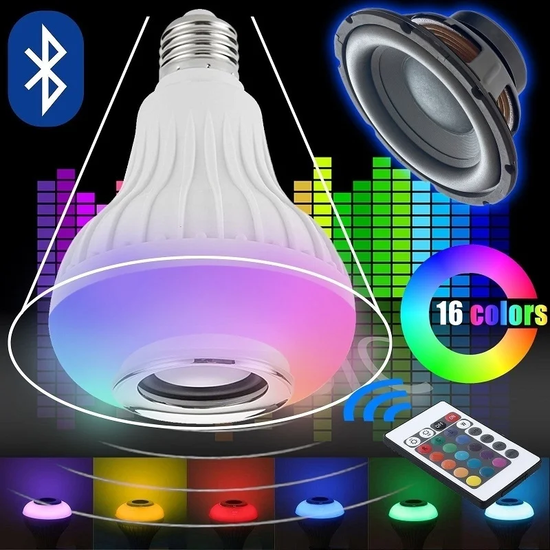 Светодиодный RGB лампа E27 с Bluetooth динамиком и регулировкой яркости|Новизна