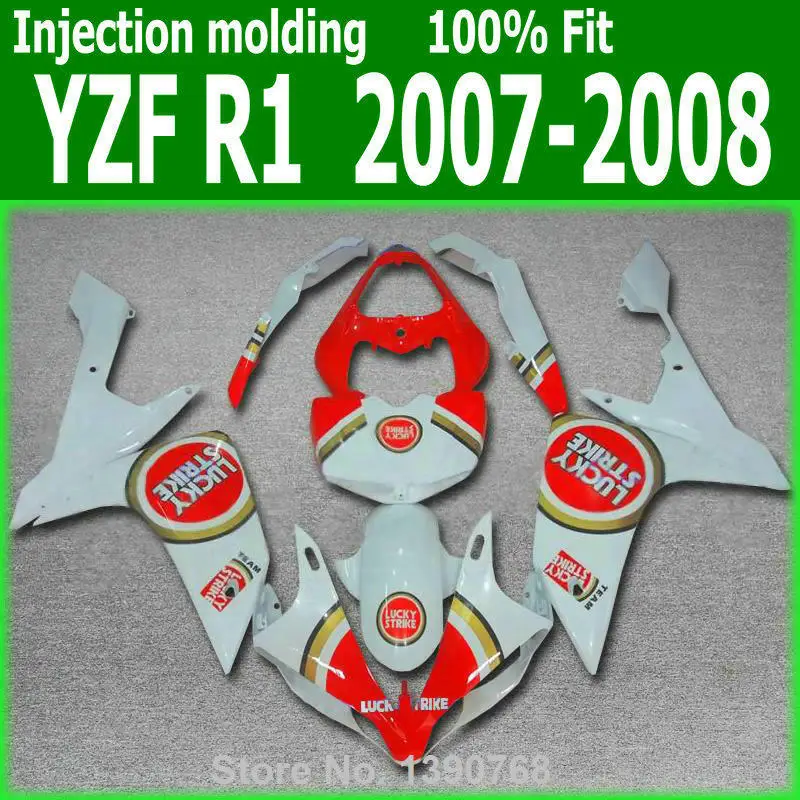 Красный обтекатель для YAMAHA YZF R1 07 08 (наклейка на удачу) 2007 2008 комплект обтекателей