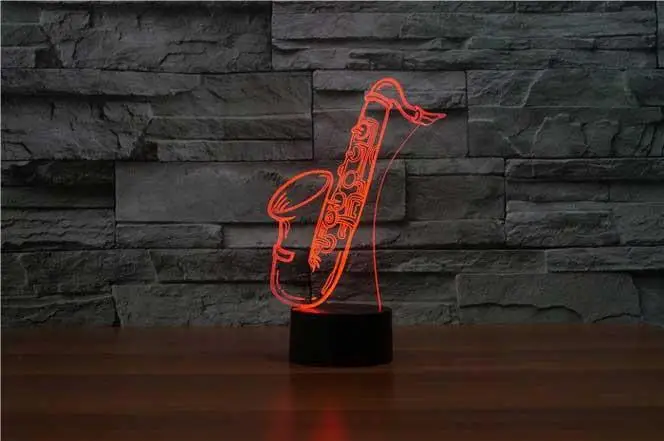 Светодиодный ночник для саксофона 3D моделирование 7 цветов настольная лампа