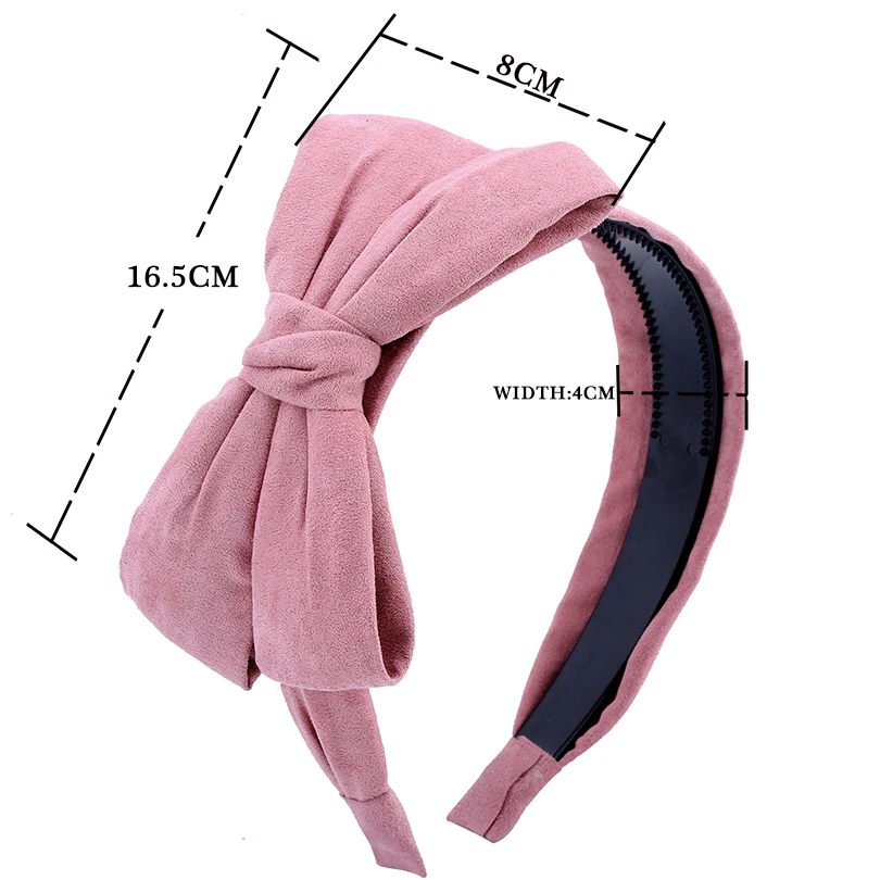 Женская бархатная повязка на голову AWAYTR широкий обруч с большим бантом из замши