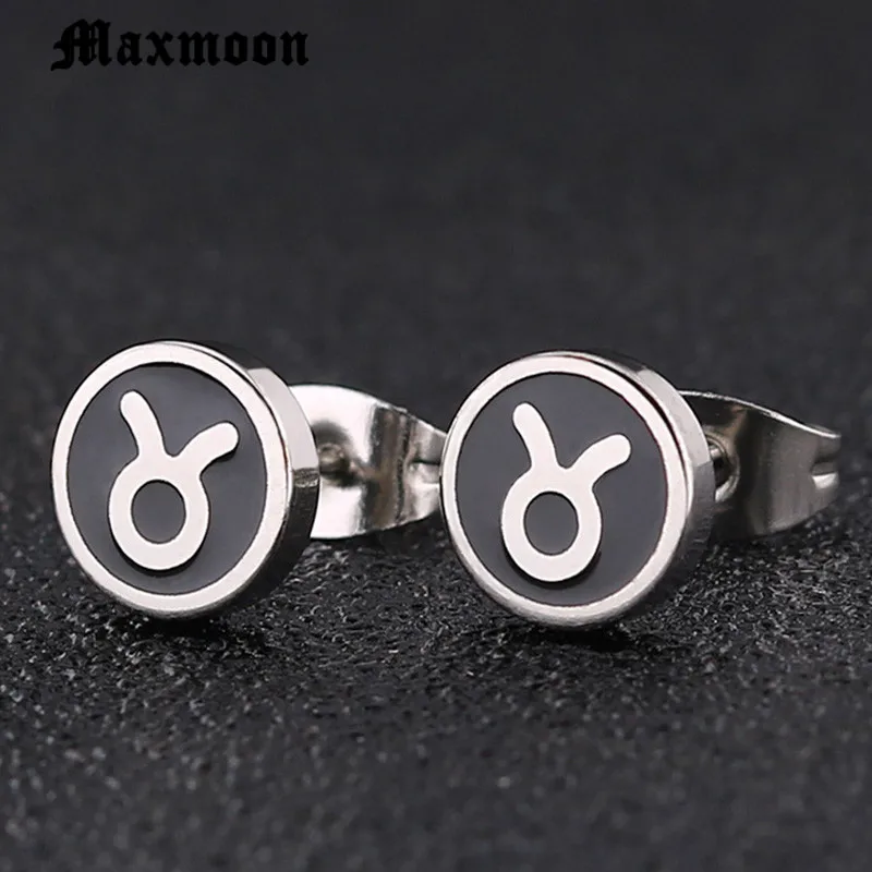 Мужские Серьги Maxmoon с двенадцатью созвездиями Телец мужские Клипсы из