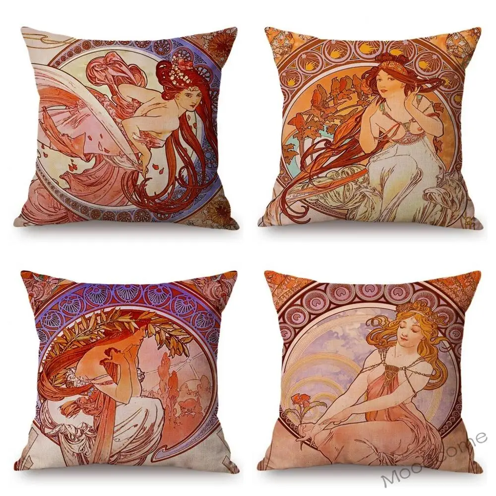 Винтажный постер Alphonse Fly для девочек на весну лето осень зиму Наволочка подушку