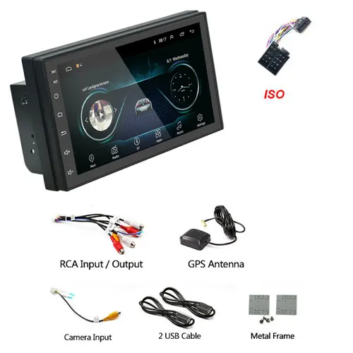 ISO Cable Camecho Andriod автомобильный Радио gps навигация 2DIN автомобильный мультимедийный плеер WiFi USB FM 2 Din " автомобильный аудио Радио стерео резервный монитор - Цвет: ISO Cable