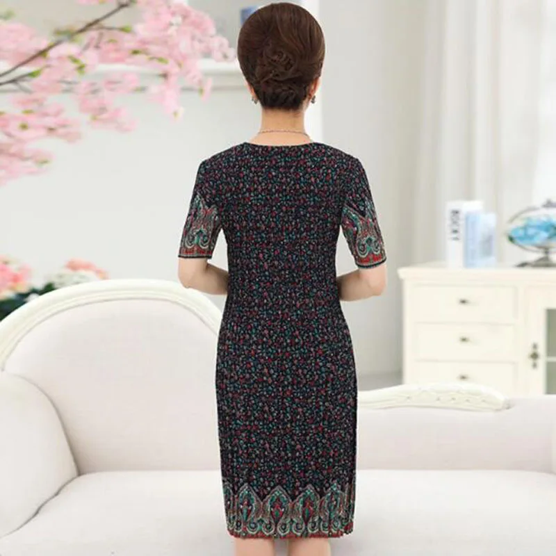 Платье женское шифоновое с принтом свободное повседневное коротким рукавом для