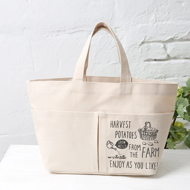 Холщовая Сумка тоут с двумя передними карманами для сумок на заказ|customized canvas tote