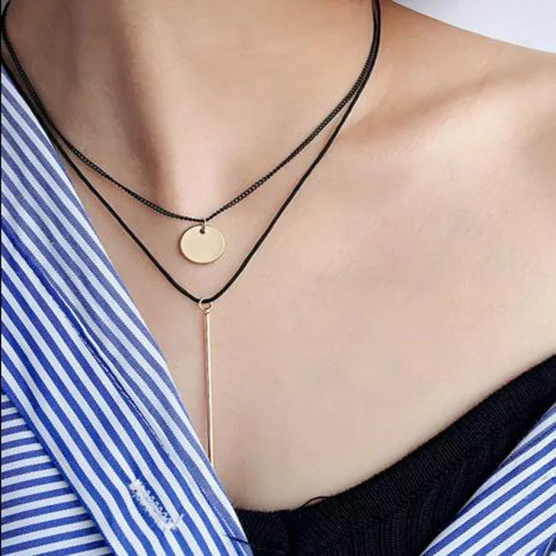 Женское Ожерелье чокер из бархатной кожи|black choker necklace|choker necklacemultilayer necklace |