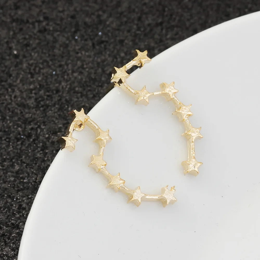 DoreenBeads Девушки Женщины сережки-гвоздики большие медведи Зодиак Созвездие ушные Альпинисты ушные ползунки золотой цвет/серебряный цвет 1 пара