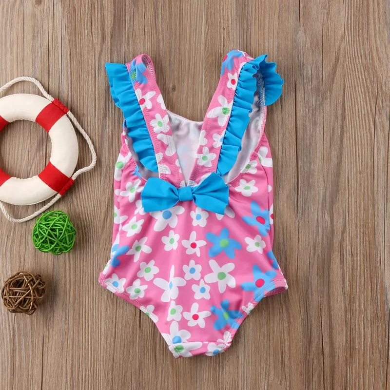 2018 милый купальный костюм для девочек розового фиолетового цвета с цветочным