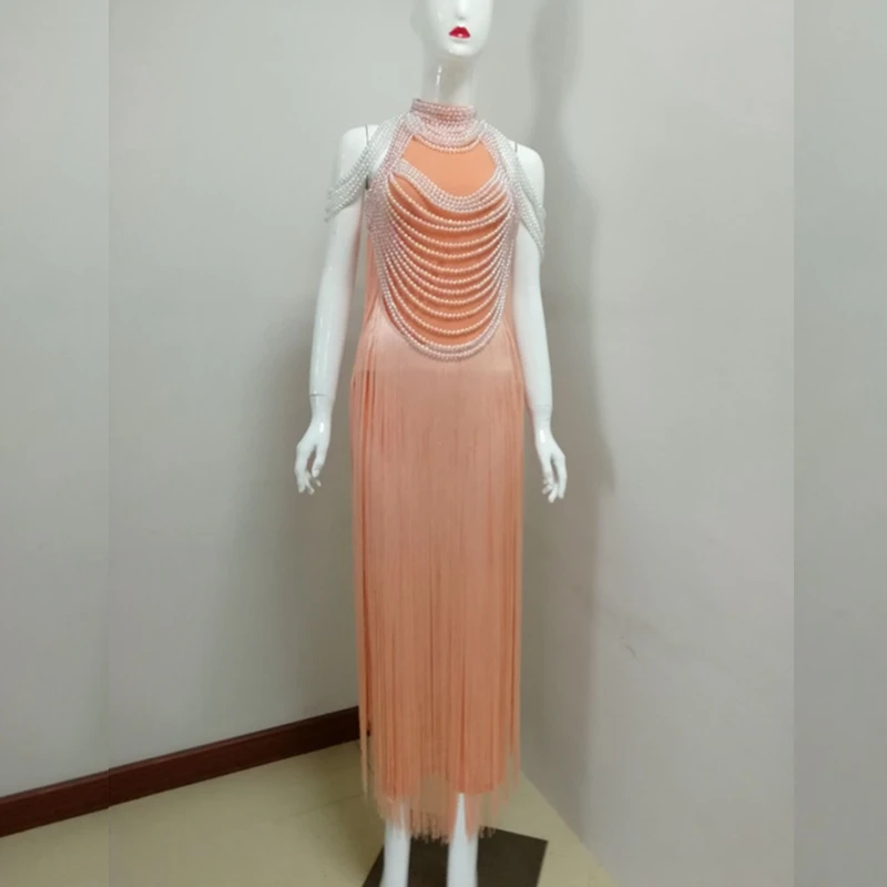 2019 элегантное розовое платье без рукавов с сеткой и бусинами однотонное модное