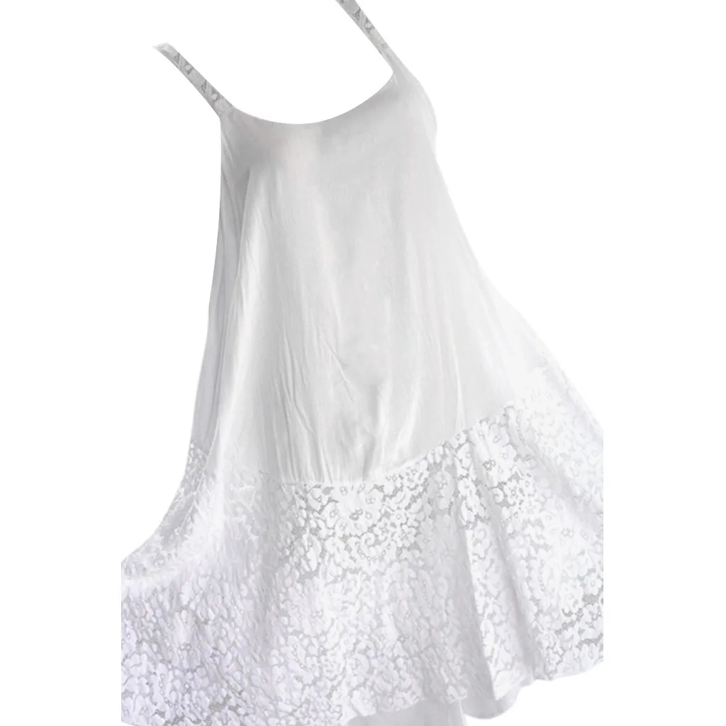 JAYCOSIN 2019 Новое модное летнее женское однотонное мини платье без рукавов Кружевное