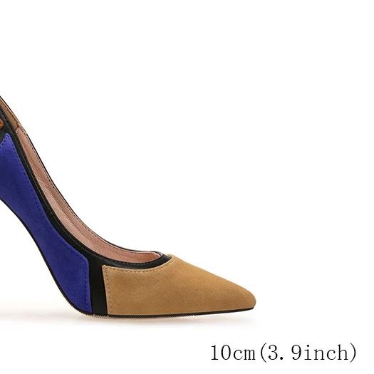 Yellow 10cm Ультра Туфли-лодочки модельные туфли из натуральной кожи Большие размеры 12-44 женские разноцветные туфли на очень высоком каблуке 8 см с острым носком - Цвет: Yellow 10cm