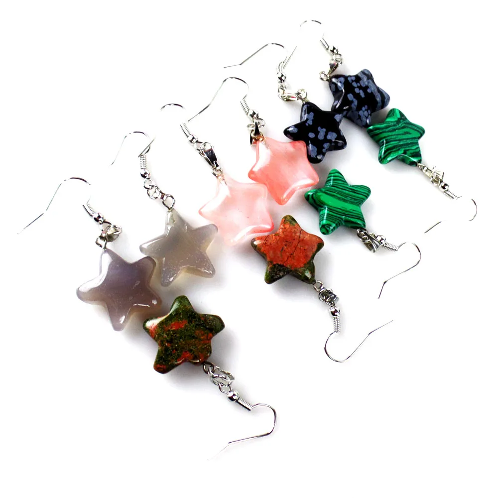 Collares 2017 Time-limited Star Trendy Offer Solitaire Stone Chrysocolla Kolye Charming 10 Pair Of Srar Earring Pendant Bead | Украшения и