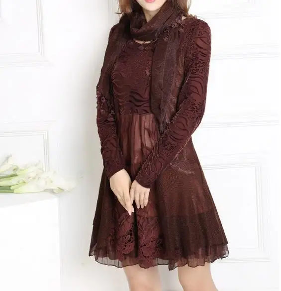 Женское платье в этническом стиле элегантное кружевное с фатиновой юбкой