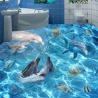 Фотообои 3D подводный мир дельфины напольная плитка фрески ванная комната гостиная ПВХ Нескользящая напольная наклейка Papel De Parede