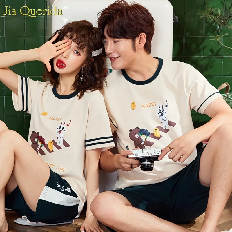 Пижамный костюм для пары Новинка 2019 года летние штаны с короткими рукавами