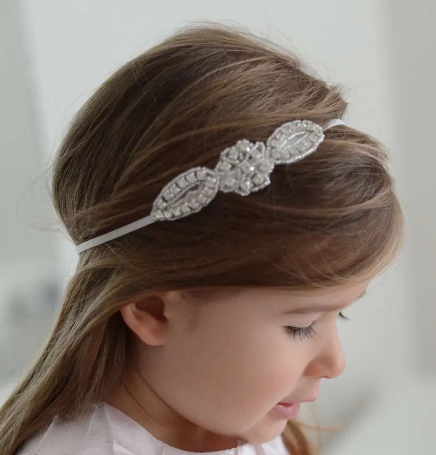 Free shipping Rhinestone baby girls wedding party hairbands photo pros Princess party Crystal headband child hair accessories