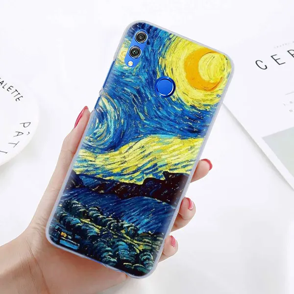 Чехол для телефона с изображением звездной ночи Ван Гога для huawei Honor 8X 8A Pro 8C 8S 9 10 Lite 20i Honor Play Y7 Y9 чехол - Цвет: 01