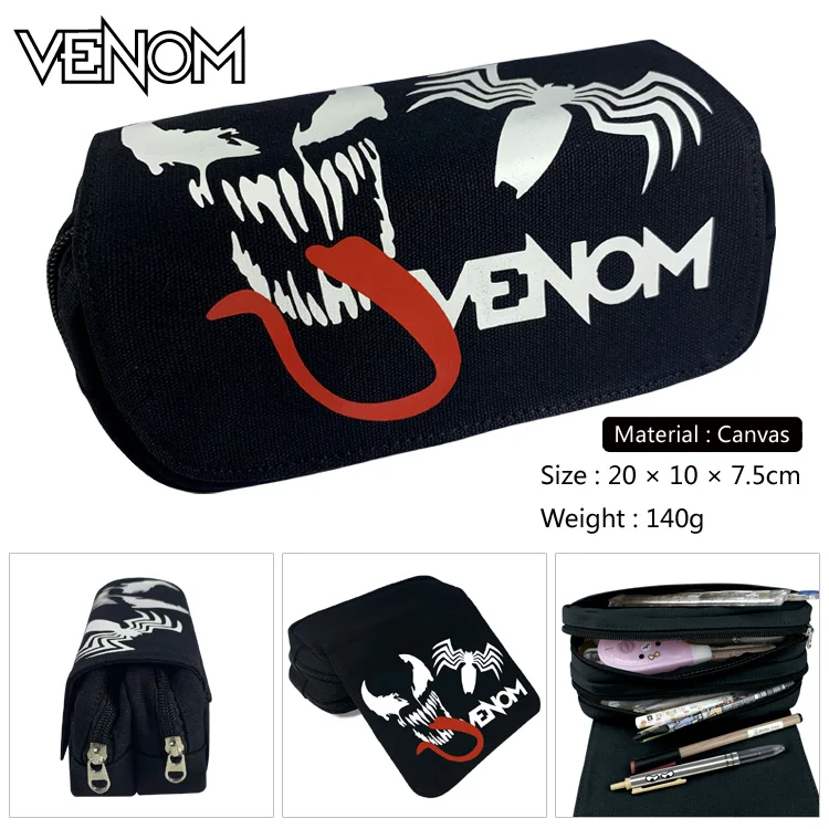 Suncomics Marvel Superhero Venom школьный пенал холст двойная молния большая емкость сумка для