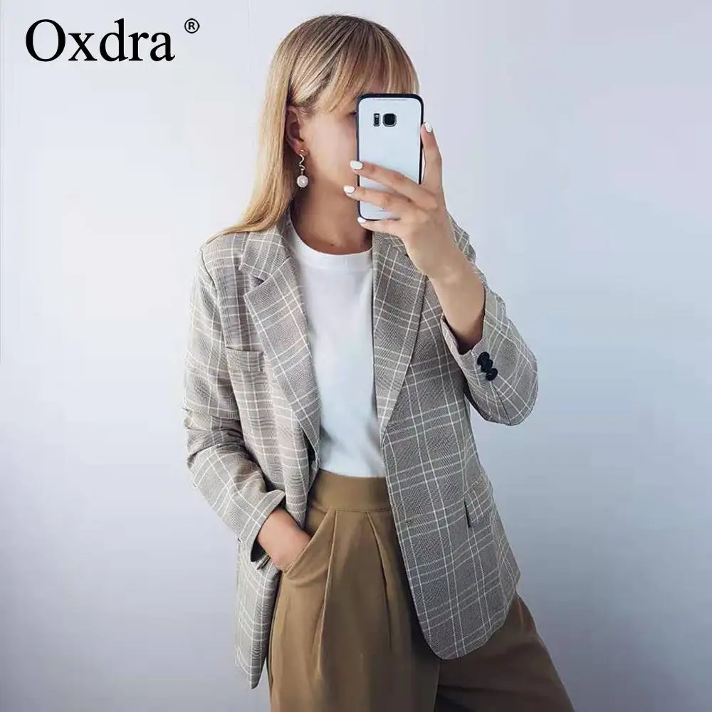 Женский блейзер Oxdra повседневный стильный Блейзер на одной пуговице с длинным