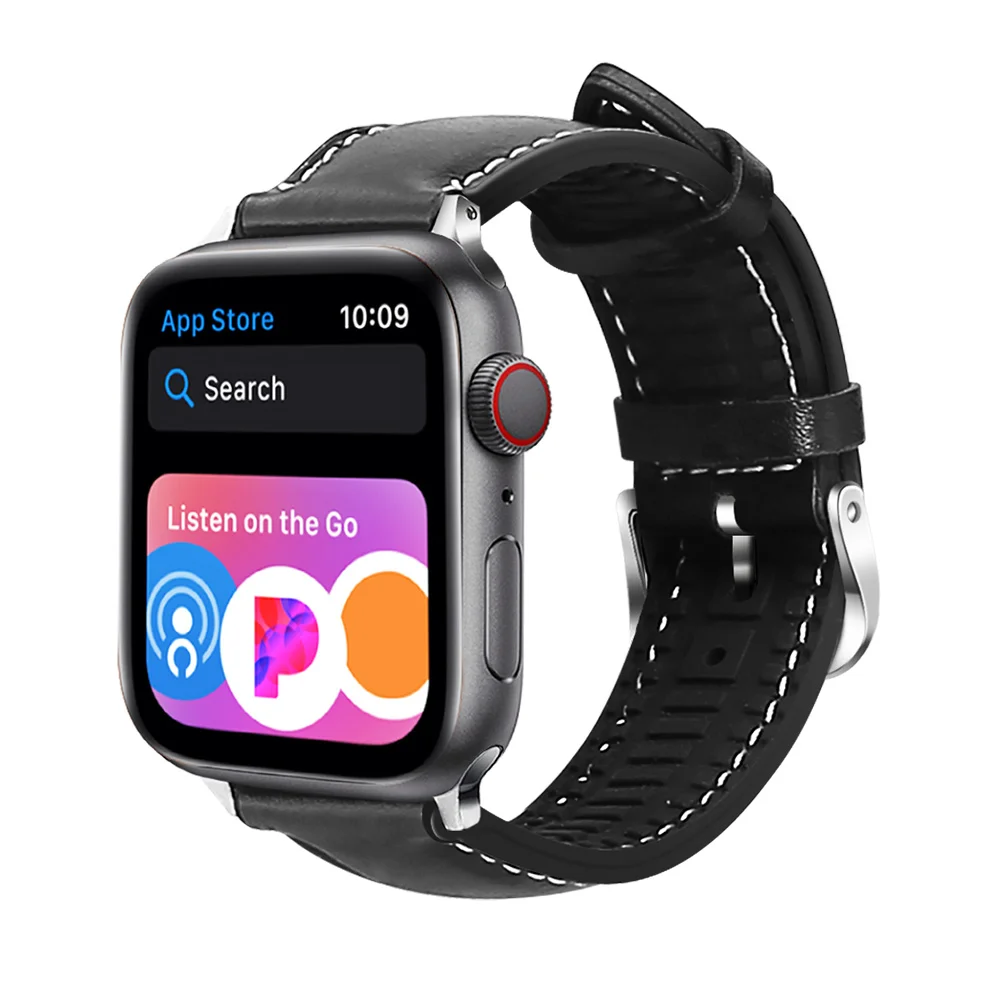 BLACK COLOR Кожаный силиконовый чехол для наручных часов iwatch, браслет, ремешок для Apple Watch, 42 мм, 38 мм, 40 мм 44 спортивный браслет для Series 1/2/3/4/5 ремешок для часов - Цвет ремешка: BLACK COLOR