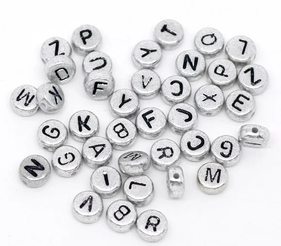 DoreenBeads в случайном порядке плоские круглые алфавиты/буквы акриловые бусины 7 мм