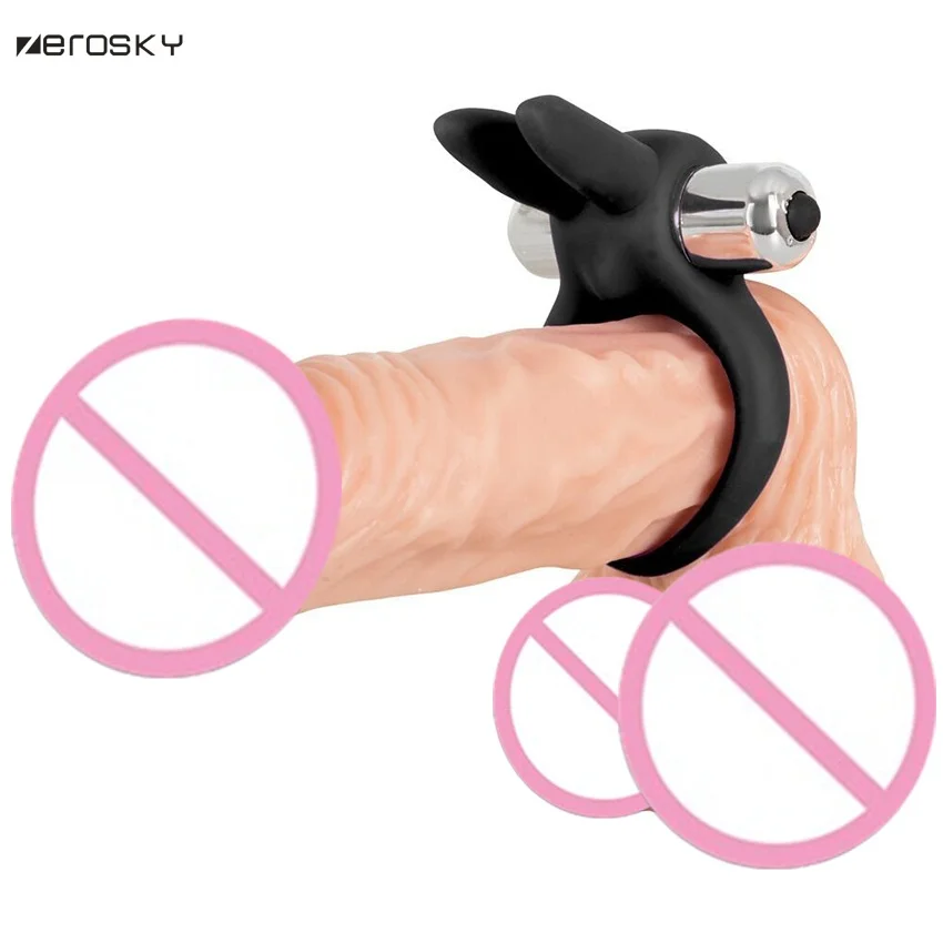 Zerosky мужской вибрирующий пенис Дик кольцо Кролик G Spot время задержки эрекция