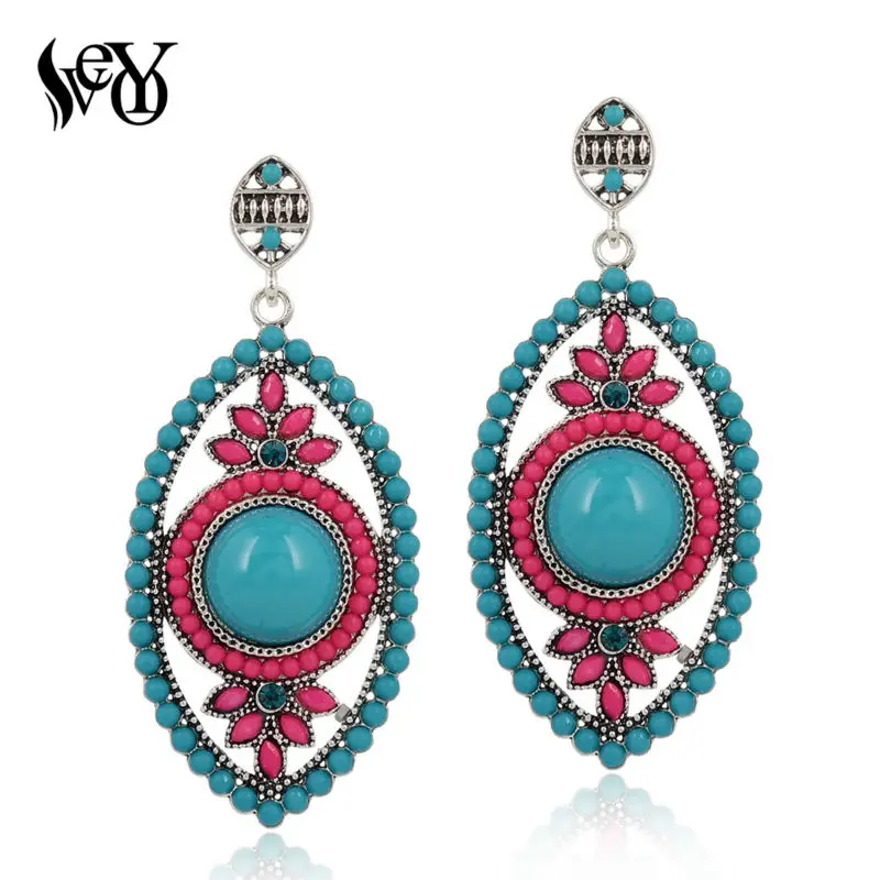 Женские акриловые серьги VEYO круглые винтажные большие из проса и никеля без